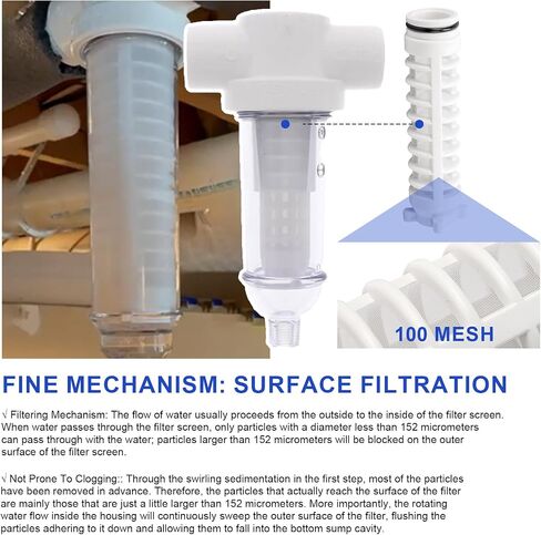 1" 100 Mesh Spin-Down Replacement Filter Screen for Rusco Sediment Filter | 2 Pcs 5" Long Spin Down Filter for Well Pump Water & Sprinkler Irrigation Compatible with Rusco 1 Inch Spin Down in Kuwait