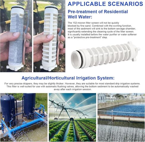 1" 100 Mesh Spin-Down Replacement Filter Screen for Rusco Sediment Filter | 2 Pcs 5" Long Spin Down Filter for Well Pump Water & Sprinkler Irrigation Compatible with Rusco 1 Inch Spin Down in Kuwait