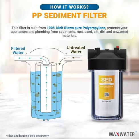 Max Water 5 Micron 10 x 4.5 inch Whole house Sediment Water Filter | Meltblown Polypropylene Well Water Filter Replacement Cartridges for DGD-5005, AP810, SDC-45-1001, GXWH30C, PP10BB (20 Pack) in Kuwait