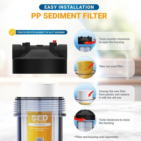 Max Water 5 Micron 10 x 4.5 inch Whole house Sediment Water Filter | Meltblown Polypropylene Well Water Filter Replacement Cartridges for DGD-5005, AP810, SDC-45-1001, GXWH30C, PP10BB (20 Pack) in Kuwait