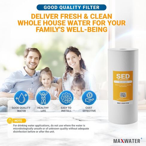 Max Water 5 Micron 10 x 4.5 inch Whole house Sediment Water Filter | Meltblown Polypropylene Well Water Filter Replacement Cartridges for DGD-5005, AP810, SDC-45-1001, GXWH30C, PP10BB (20 Pack) in Kuwait