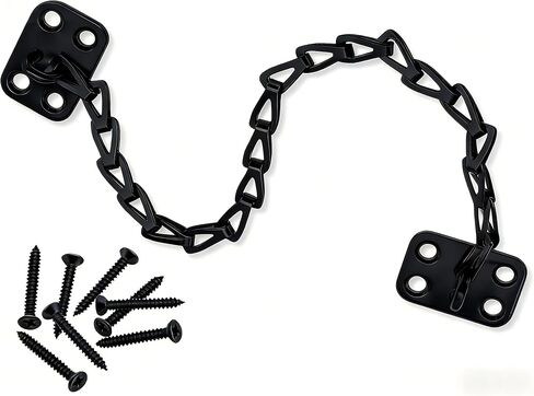 12 Inch Matte Black Transom Door Chain, Security Door Chain Stopper for Transom Windows & Cabinet Doors, Heavy Duty Furniture Lid Support Hardware in Kuwait