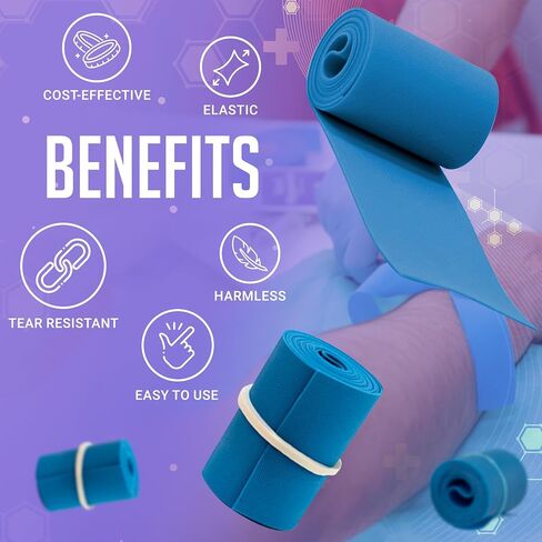 AMZ Medical Supply Disposable Tourniquets, Blue 1 x 18 Inch, Pack of 250, Textured Slip-Resistant Surface, Pre-Cut Rolled Banded, Latex-Free Polyisoprene for Lab and General Use in Kuwait