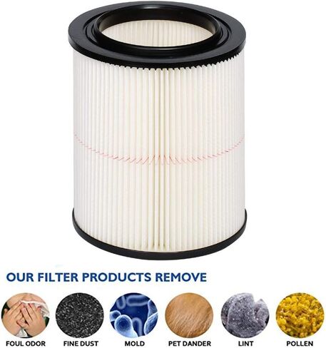 SaferCCTV Wet/Dry Cartridge Filter Compatible with Craftsman 5 6 8 9 12 14 16 20 & 32 Gallons Vacuum Filter Compatible with Shop Vac, 9-17816, 17816, 00917816000, 00917912000 & 17912 (1Pack) in Kuwait