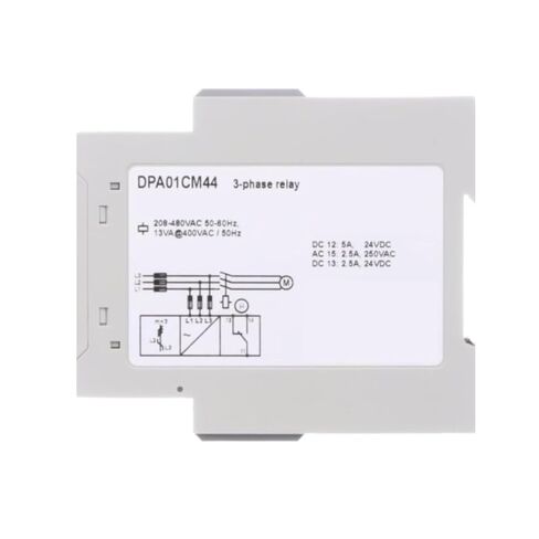 مرحل مراقبة ثلاثي الطور DPA01CM44 208 إلى 480 فولت تيار متردد تسلسل وحماية من الضياع تأخير قابل للتعديل DIN حامل السكك الحديدية in Kuwait