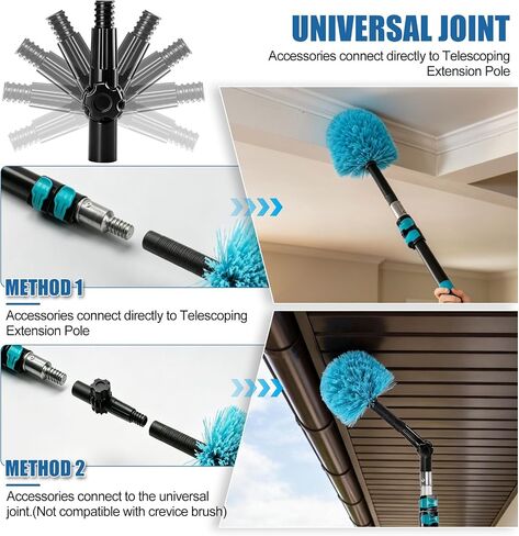 FIDISP 20FT High Ceiling Duster Kit, 4.5–12ft Heavy Duty Extension Pole, 9PCS with Hooks, Telescoping Duster, Fan Cleaner & Web Brush, Commercial/Home Use for Windows, Fans, Ceilings & Outdoor in Kuwait