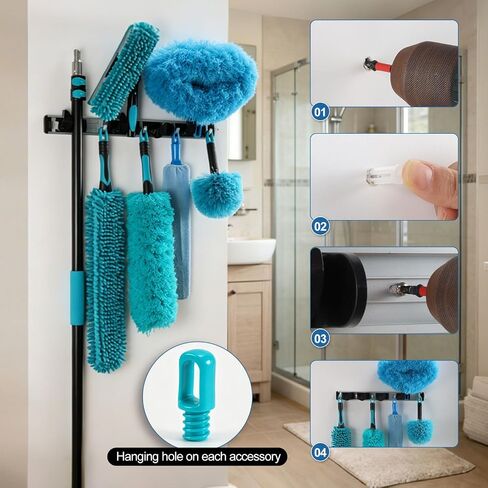 FIDISP 20FT High Ceiling Duster Kit, 4.5–12ft Heavy Duty Extension Pole, 9PCS with Hooks, Telescoping Duster, Fan Cleaner & Web Brush, Commercial/Home Use for Windows, Fans, Ceilings & Outdoor in Kuwait