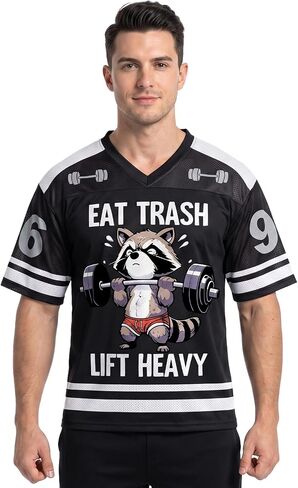IRONPANDA Eat Trash Lift جيرسي شبكي ثقيل - قميص رياضي راكون مضحك للرجال، تي شيرت رفع الأثقال Trash Panda in Kuwait