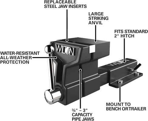 Wilton ATV All-Terrain Truck Hitch Vise, 6" Jaw Width, 5-3/4" Max Jaw Opening, 5" Throat (10010) in Kuwait