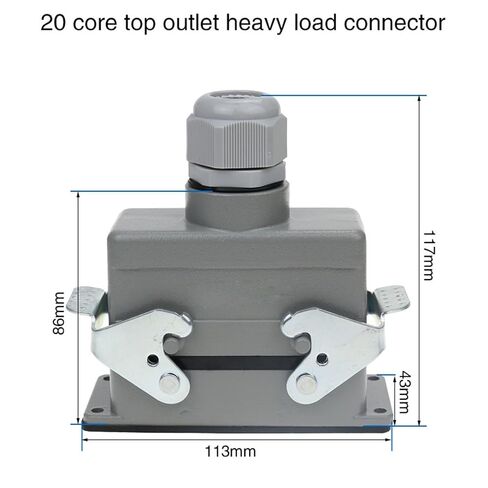 1pc Rectangle Heavy Duty Connector HDC-HE-04/6/16/20/24/32/48 Core Pins Aviation Industry Socket Waterproof 500V 16A(20 Core Top Line) in Kuwait