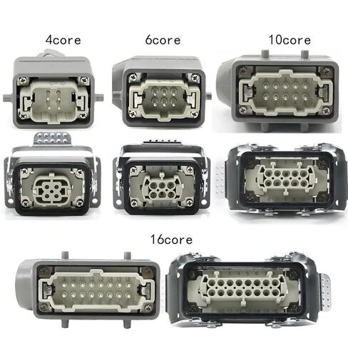 1pc Rectangle Heavy Duty Connector HDC-HE-04/6/16/20/24/32/48 Core Pins Aviation Industry Socket Waterproof 500V 16A(20 Core Top Line) in Kuwait