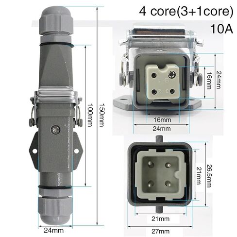 HDC-HA-4 Heavy Duty Connector 4/5/6/8 Core Pins Aviation Industry Waterproof Sand Proof Socket 250V 10A/16A(4core) in Saudi Arabia