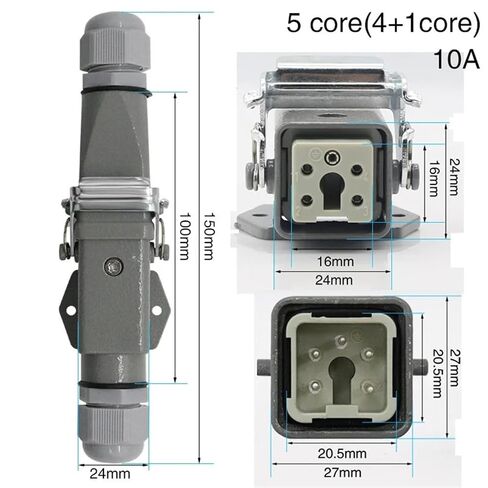 HDC-HA-4 Heavy Duty Connector 4/5/6/8 Core Pins Aviation Industry Waterproof Sand Proof Socket 250V 10A/16A(4core) in Saudi Arabia