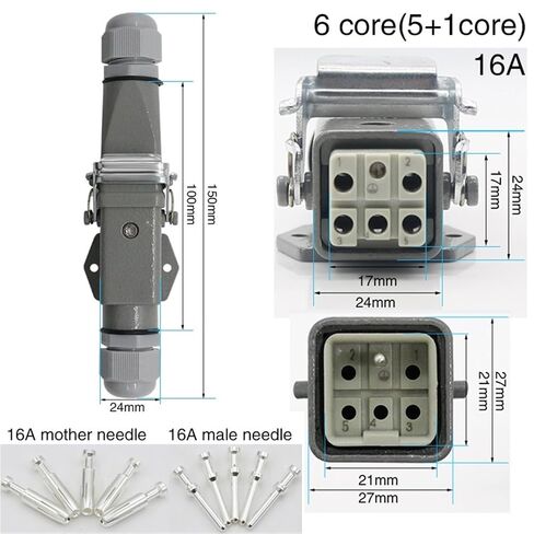 HDC-HA-4 Heavy Duty Connector 4/5/6/8 Core Pins Aviation Industry Waterproof Sand Proof Socket 250V 10A/16A(4core) in Saudi Arabia