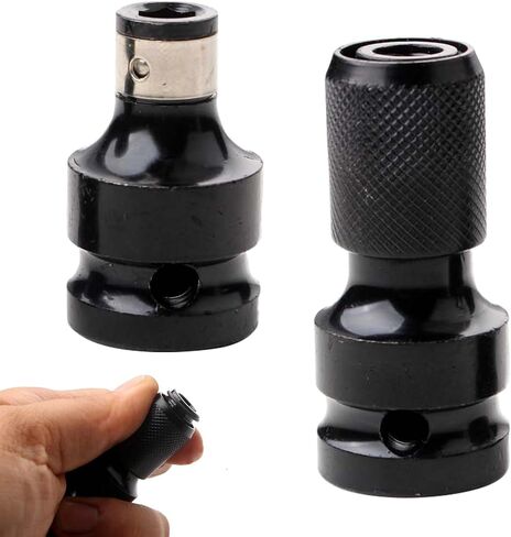 2pcs Impact Wrench Bit Adapter, Bit Holder Socket Adapter, 1/2 to 1/4 Inch, High Hardness Carbon Steel, Safety Clamp, Robust and Durable(COLOR:Black) in Saudi Arabia