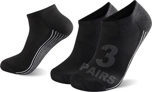 Sunew 3 Pairs Mens Viscose Bamboo Socks, Unisex Indoor Home Training Short Casual Soft Athletic Breathable Cushioned Viscose Bamboo Fiber Socks for Running Hiking Black L in Kuwait