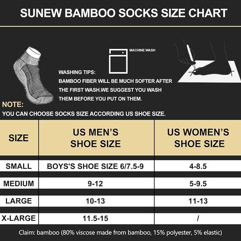 Sunew 3 Pairs Mens Viscose Bamboo Socks, Unisex Indoor Home Training Short Casual Soft Athletic Breathable Cushioned Viscose Bamboo Fiber Socks for Running Hiking Black L in Kuwait