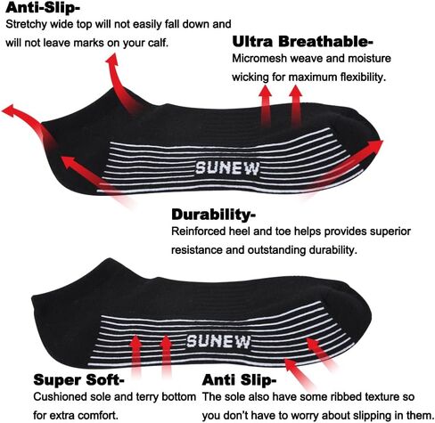 Sunew 3 Pairs Mens Viscose Bamboo Socks, Unisex Indoor Home Training Short Casual Soft Athletic Breathable Cushioned Viscose Bamboo Fiber Socks for Running Hiking Black L in Kuwait
