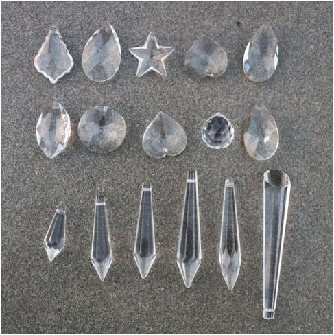 Hanging Crystals Prisms 16pcs/lot Clear Crystal Chandelier Lamp Lighting Parts Pendants Balls Prisms Hanging Glass Drops Prisms Hangings Crystals for Decoration in Kuwait