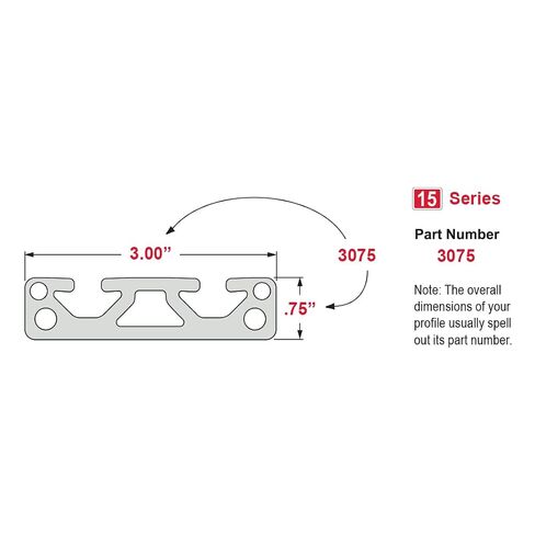 8020, 3075, 15 Series 3 Inch x 0.75 Inch 3x0.75 T-Slotted Aluminum Extrusion Extruded DIY Smooth Two Channel Linear Slot Bar Rail 80/20 (Clear Anodize, 48" Long) in Kuwait