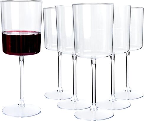 YOUBET 36 Pack Clear Plastic Wine Glasses - 10 OZ Disposable Square Wine Glasses with Stem for Wedding & Party & Anniversary in Kuwait