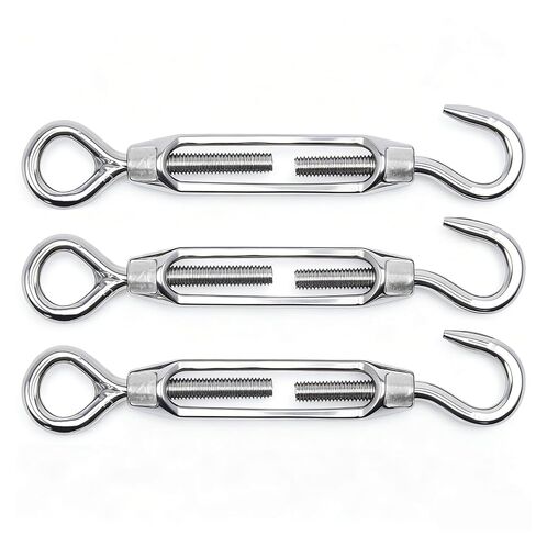 6-Pack M5 Hook and Eye Turnbuckle 304 Stainless Steel Deck Fence | wire rope tensioner kit, shade sail hardware fit, antirust heavy duty build, garden outdoor use, easy tension adjust in Kuwait