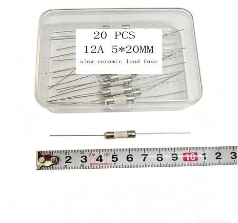T12A، 12A 250V Fuse، 12A Fuse، Slow-Blow Fuse - 5x20mm جسم سيراميك الرصاص مع دبوس (20 قطعة) in Kuwait