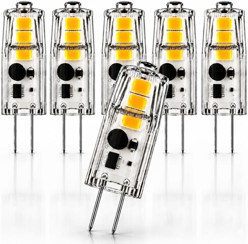 لمبة G4 LED 12 فولت تيار متردد/تيار مستمر، 1.5 وات، 3000 كلفن أبيض دافئ، 6 عبوات | يعادل 20 وات هالوجين، 150 لومن، غير قابل لتعديل الضوء، لإضاءة المناظر الطبيعية لخزانة RV in Kuwait