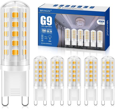 لمبة G9 LED بيضاء دافئة، 3 وات، 350 لومن، 2700 ك، أي ما يعادل 30-40 وات هالوجين، بدون وميض، غير قابلة للتعتيم، زاوية شعاع 360 درجة، تيار متردد 100-120 فولت، قاعدة سيراميك ثنائية الدبوس G9 مصابيح إضاءة LED للإضاءة المنزلية - 6 قطع in Kuwait