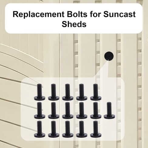 16 قطعة من البراغي المتوافقة مع Suncast، أجزاء براغي بديلة لسقيفة التخزين الطويلة باللون الأسود مع مفتاح ربط، ملحقات سقيفة تخزين سهلة التركيب لـ Suncast in Kuwait