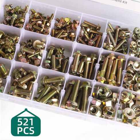 521PCS M6 M8 M10 Flange Bolts Assortment Kit - 8.8 Grade Alloy Steel,Bolt Assortment for Industrial & Construction Use​ in Kuwait