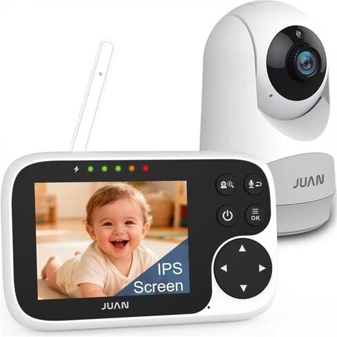 جهاز مراقبة الأطفال JUAN مع الكاميرا والصوت، شاشة LCD مقاس 5 بوصات، لا توجد شبكة WiFi خاصة بنسبة 100٪، بطارية طويلة 3500 مللي أمبير في الساعة، اتصال بمدى 1000 قدم، تكبير/تصغير عن بعد، رؤية ليلية كريستالية، التحدث في اتجاهين للأطفال حديثي الولادة in Kuwait