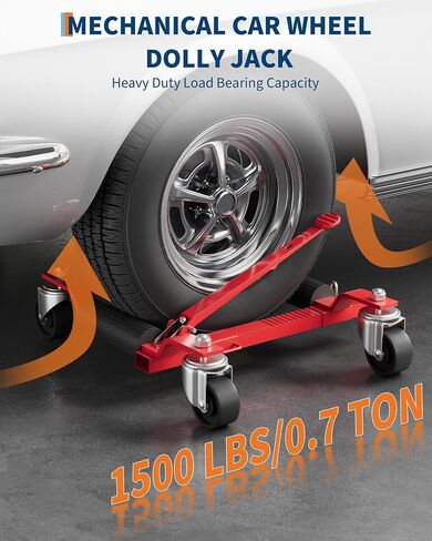 2 Pack 6000 LBS Heavy Duty Car Wheel Dolly Jack Set, Mechanical Vehicle Tire Positioning Mover with Ratcheting Foot Pedal, Auto Repair Moving Kit for Garage Workshop, Red in Kuwait