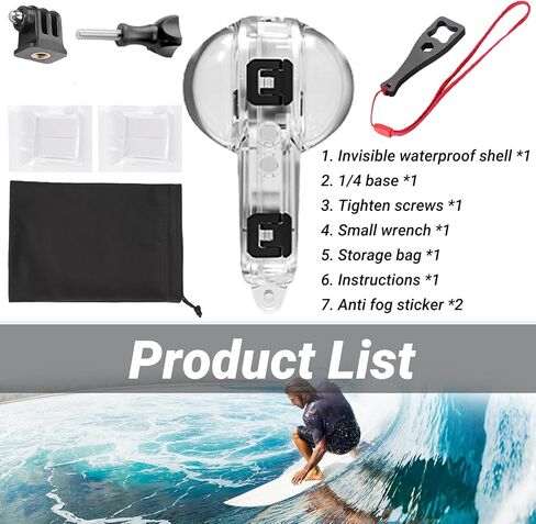 حافظة غوص غير مرئية Insta 360 X4 Air، غطاء حماية سريع الفك لمنع رذاذ الماء حتى 50 مترًا (164 قدمًا) غطاء حماية للغوص تحت الماء لـ Insta360 X4 Air مع ملحقات دعامة in Kuwait