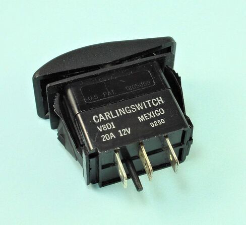 (HO #4) مفتاح Carling MOMENTARY Rocker Switch SPDT 20A 12VDC (ON) إيقاف (ON)، تمديد سحب الجناح الداخلي in Kuwait