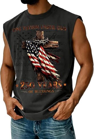 Mens 250th Anniversary USA Sleeveless Tank Tops 1776-2026 Graphic America Flag Patriotic Shirt 4th of July Tshirt in Kuwait