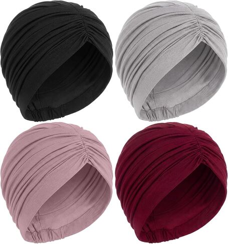 JenPen 4 Pcs Chemo Headwear for Women, Soft Pre-Tied Headscarf, Stretch Sleeping Cap for Cancer Patient Alopecia Hair Loss in Kuwait