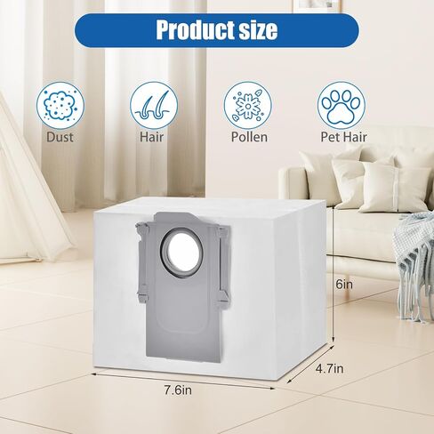 12 Pack Dust Bags for Roborock S8 Pro Ultra, S8+, Q7 Max+, Q8 Max+, Q5 Max+, Q5+, Q5 Pro+, Q7, Q7+, Q7 Max+, S7 MaxV Ultra,S7 Max Ultra Vacuum Cleaner Replacement Disposable Dust Bags- 4L in Kuwait