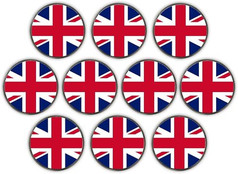 DA VINCI 1 Inch Flag of Countries Metal Golf Ball Markers - Pack of 10 (United Kingdom England Flag) in Kuwait