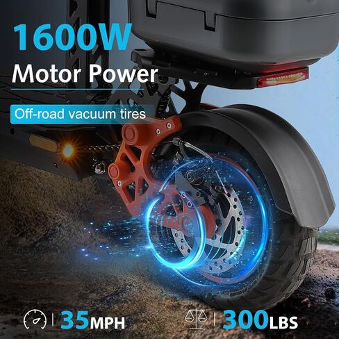 Electric Scooter Adults, 1600 W Motor Up to 50 Miles Range & 40 MPH Top Speed, 10" Off Road Tire Folding E-Scooter with Detachable Seat for Teen Commuting (UL 2272tested) in Kuwait