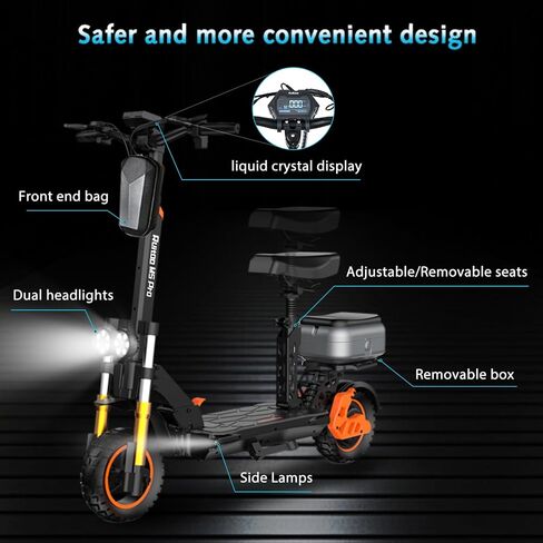 Electric Scooter Adults, 1600 W Motor Up to 50 Miles Range & 40 MPH Top Speed, 10" Off Road Tire Folding E-Scooter with Detachable Seat for Teen Commuting (UL 2272tested) in Kuwait