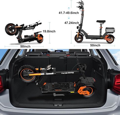 Electric Scooter Adults, 1600 W Motor Up to 50 Miles Range & 40 MPH Top Speed, 10" Off Road Tire Folding E-Scooter with Detachable Seat for Teen Commuting (UL 2272tested) in Kuwait