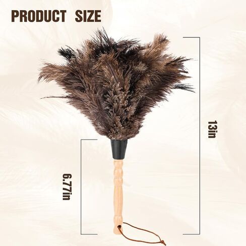 2pcs Ostrich Feather Dusters，Reusable Feather Duster with Wood Handle, Ostrich Feather Dusters for Cleaning, Office, Home, Car(Length13" in Kuwait