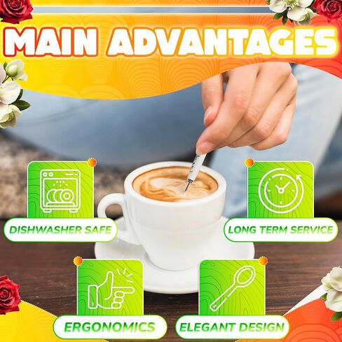 طقم 6 قطع ملاعق قهوة بمقابض سيراميك زهرية - ملاعق شاي صغيرة مقاس 6.1 × 0.99 بوصة لحفلات الشاي، مصنوعة من الفولاذ المقاوم للصدأ، ومقابض مقاومة للحرارة - لبار القهوة والإسبريسو والكابتشينو والسكر والهدايا للنساء in Kuwait