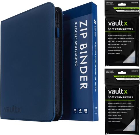 Vault X 9 Pocket Exo-Tec Zip Binder Blue + 400 Penny Sleeves Gift Bundle in Kuwait