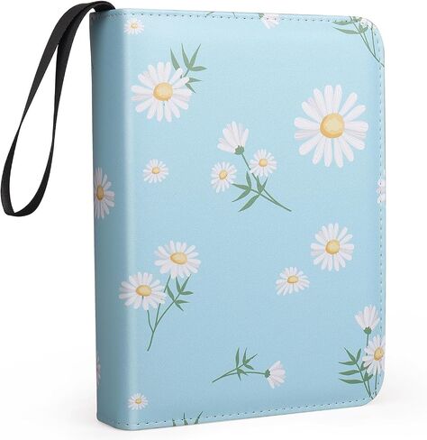 Trading Card Binder 400 Pockets, 50 Pages 4 Pocket Premium Card Album Folder with 50 Double-Sided Removable Sleeves, Zipper Carrying Card Storage Case for Sports Cards Game Cards Cute Flower Pattern in Kuwait
