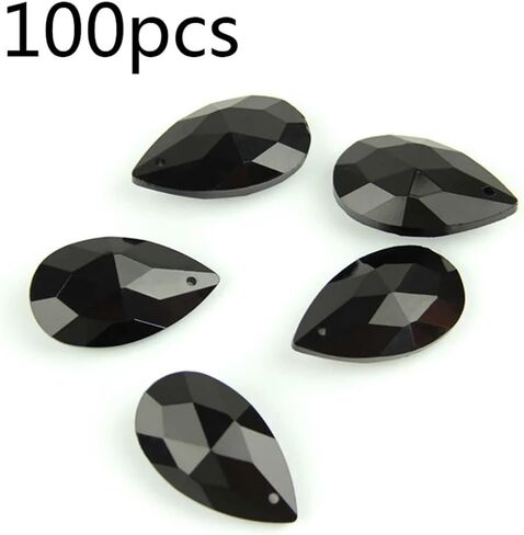 Hanging Crystals Prisms Black Color 38mm/63mm/76mm Crystal Pendant Teardrop Prism Lamp Parts Lighting for Decoration Hangings Crystals for Decoration(50mm 100pcs) in Kuwait