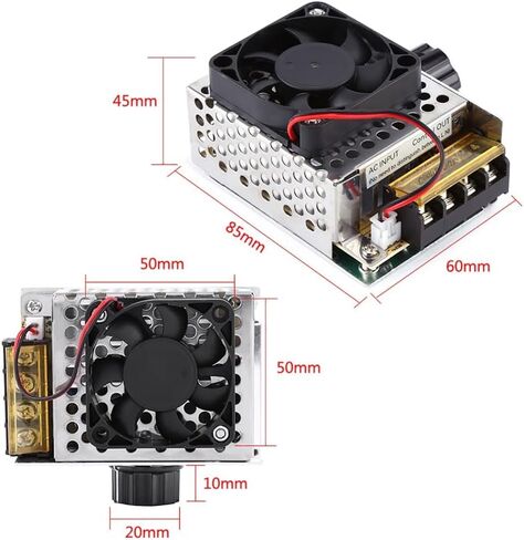 4000W SCR Voltage Regulator Electric Motor Speed Controller Dimmer for Fans, Heaters, Lamps (0-220V Adjustable) 20A Current Temperature Control in Kuwait