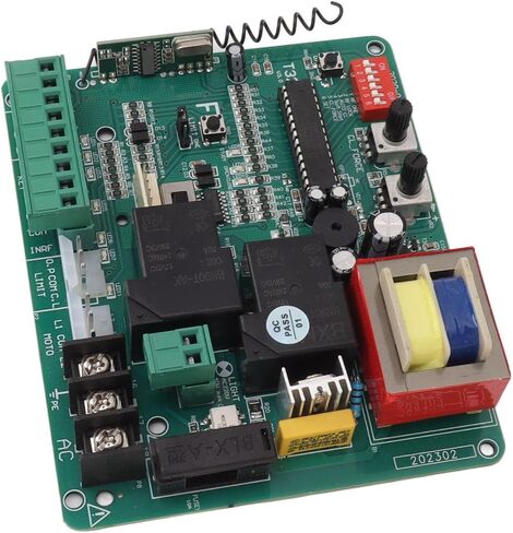 Sliding Gate Motor Control Board, 220V LED Indication Remote Control Door Open Close Board for Sliding Gates Electronic Component 11.5 x 10 cm with 2 Remote Controls in Kuwait