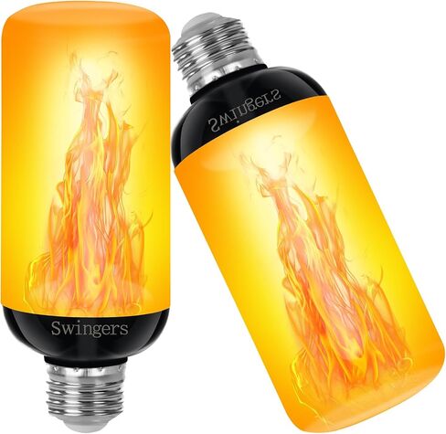 Swingers Upgraded LED Flame Light Bulbs,3 Modes Flickering Light Bulbs,E26 Base Fire Flame Bulb for Christmas Decorations Outdoor, Halloween Lights Patio Indoor Home Decor (​Yellow, 2 Pack) in Kuwait